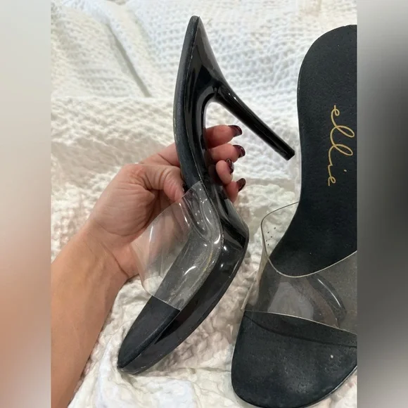 Women’s dancing heels Black Heels with Clear - Picture 7 of 8